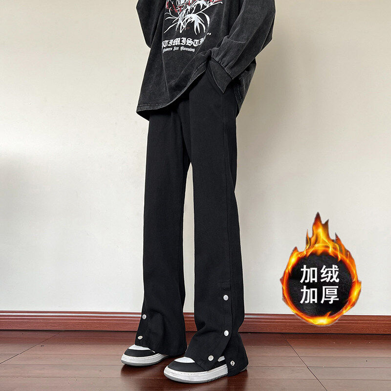Winter thickened velvet American style high street buttoned workwear casual pants item number