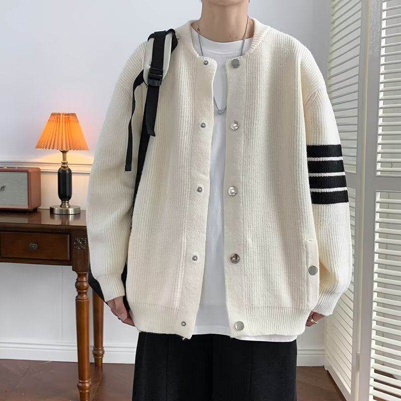 Sweater simple men's and women's autumn and winter coats trendy loose casual versatile cardigan baseball uniform