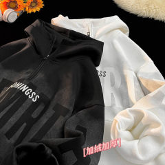 Hong Kong style posing printed hooded sweatshirt