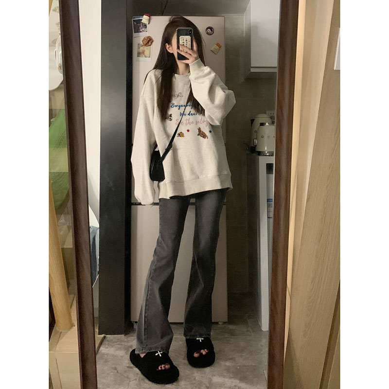 Imitation cotton Chinese cotton composite milk silk 320g silver fox velvet 420g round neck hooded double hood loose sweatshirt