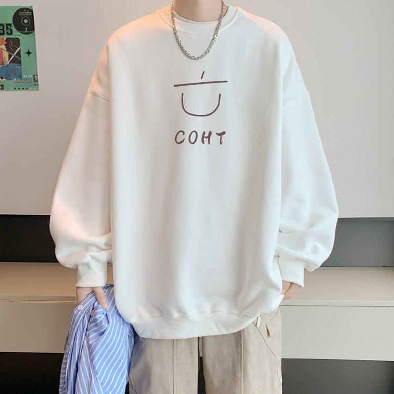 Registered 400 high grams heavy Chinese cotton sweatshirt men's autumn new loose round neck large size