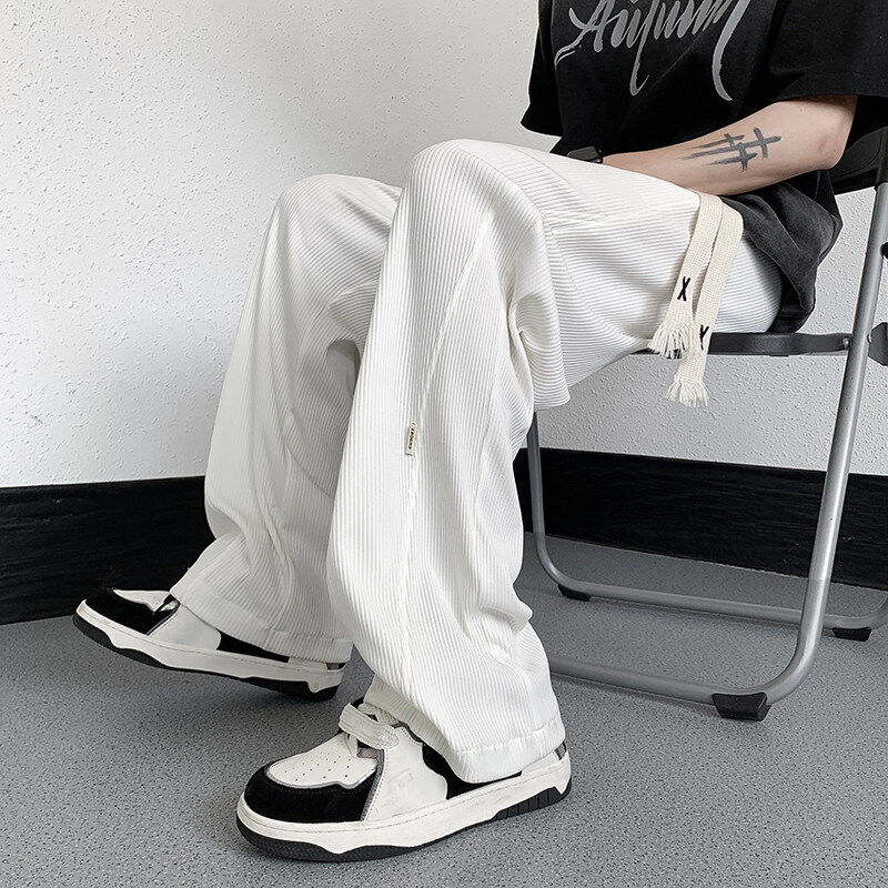 High quality summer ice silk casual pants for men solid color trousers thin floor mopping pants