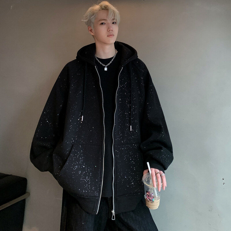 Gypsophila series large hood with pockets zipper cardigan raglan sleeve sweatshirt cardigan hooded jacket