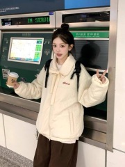 2024 new winter design embossed bow tie doll collar cotton coat winter thickened warm cotton coat