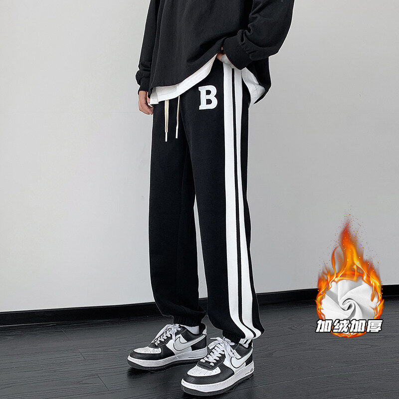 Plush fleece interior large size Chinese cotton sweatpants
