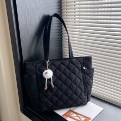 Korean ins cotton clothing bag women's new rhombus large-capacity portable tote bag commuter shopping shoulder bag