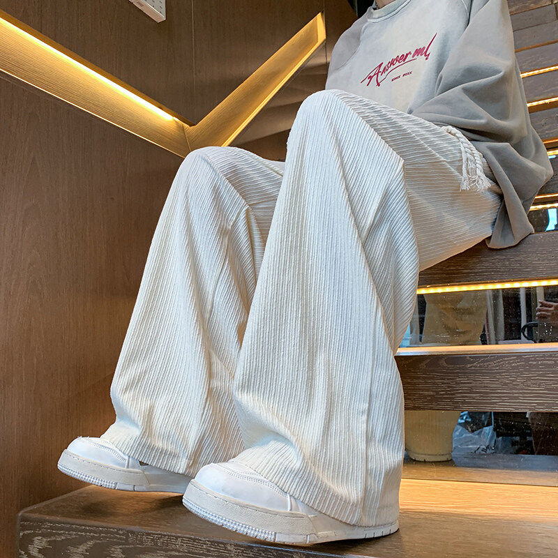 Extra large size autumn new style drapey casual pants men's loose straight pants men's floor mopping pants