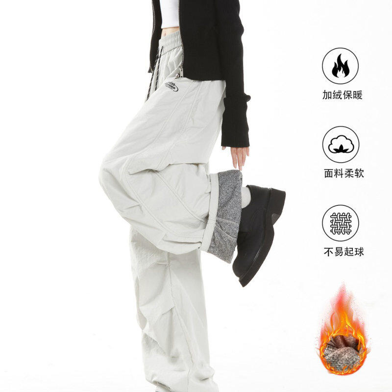 Winter double layer windproof plus velvet scimitar pants for men and women overalls for men