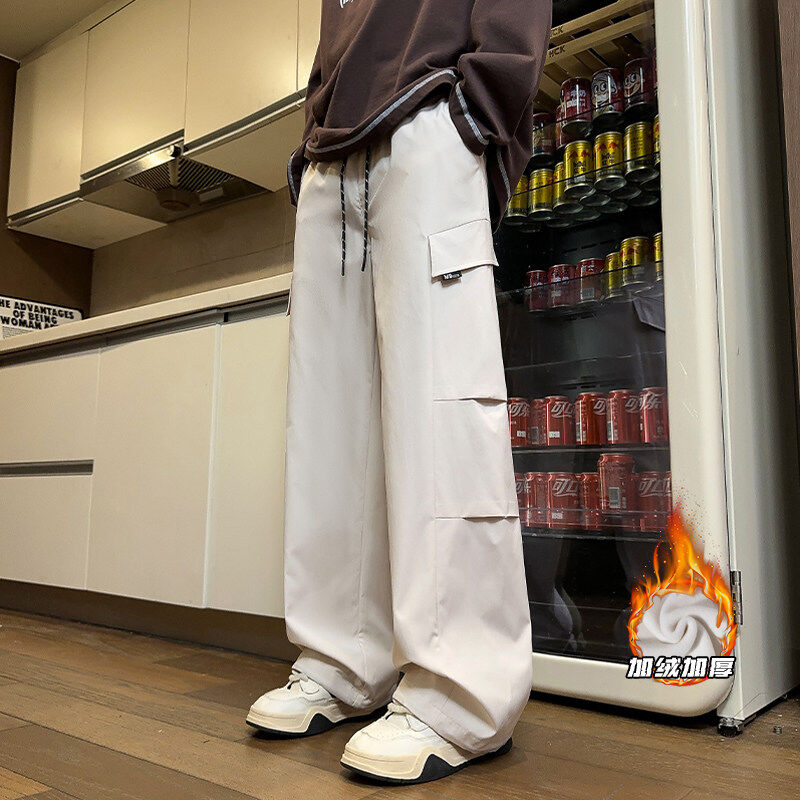 Plush fleece interior large size American style cargo pants