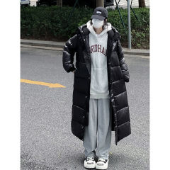 New autumn and winter couple's cotton coats over the knee men's and women's down cotton coats