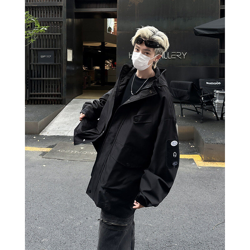 Outdoor mountain climbing jacket men's autumn American fashion brand loose hooded work jacket