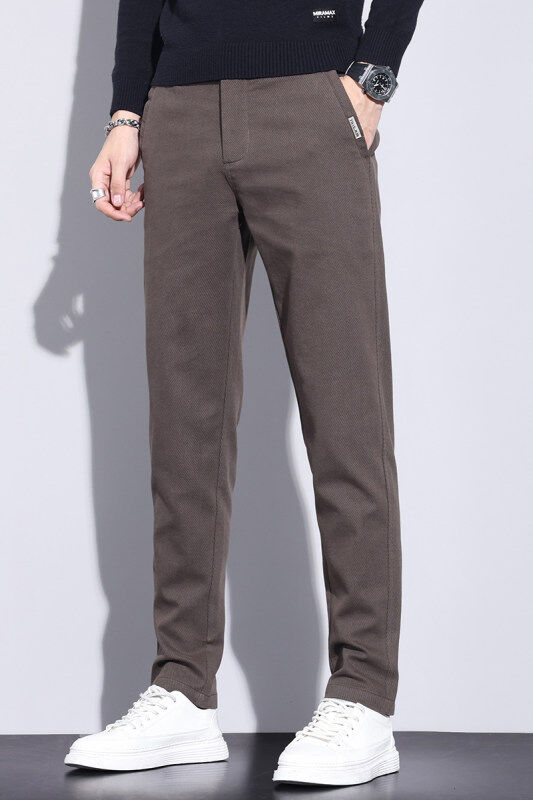 Jeans men's autumn and winter velvet warm and versatile stretch Korean style straight thick casual long pants