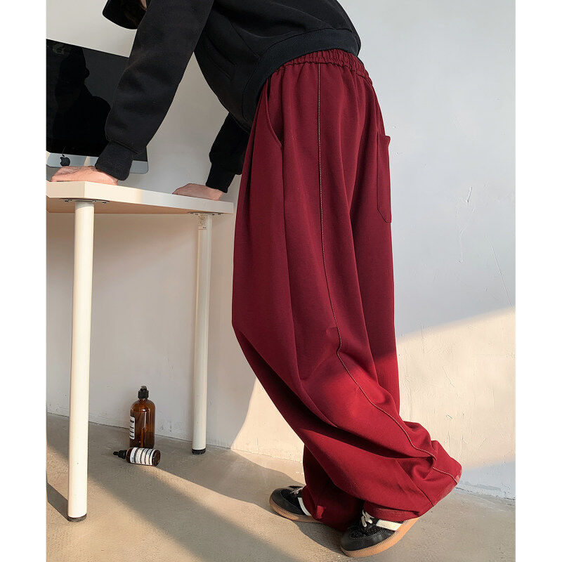 Winter fashion versatile wide-leg pants loose high street top-stitch scimitar pants plus velvet thickened sweatpants