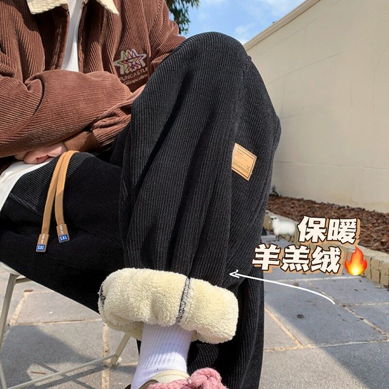 Lamb wool European cotton trousers simple loose casual trousers
