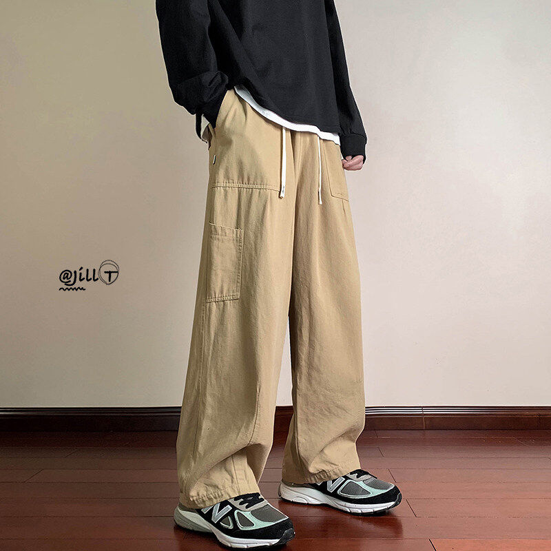 Spring new style Hong Kong style interior large size wide leg straight overalls