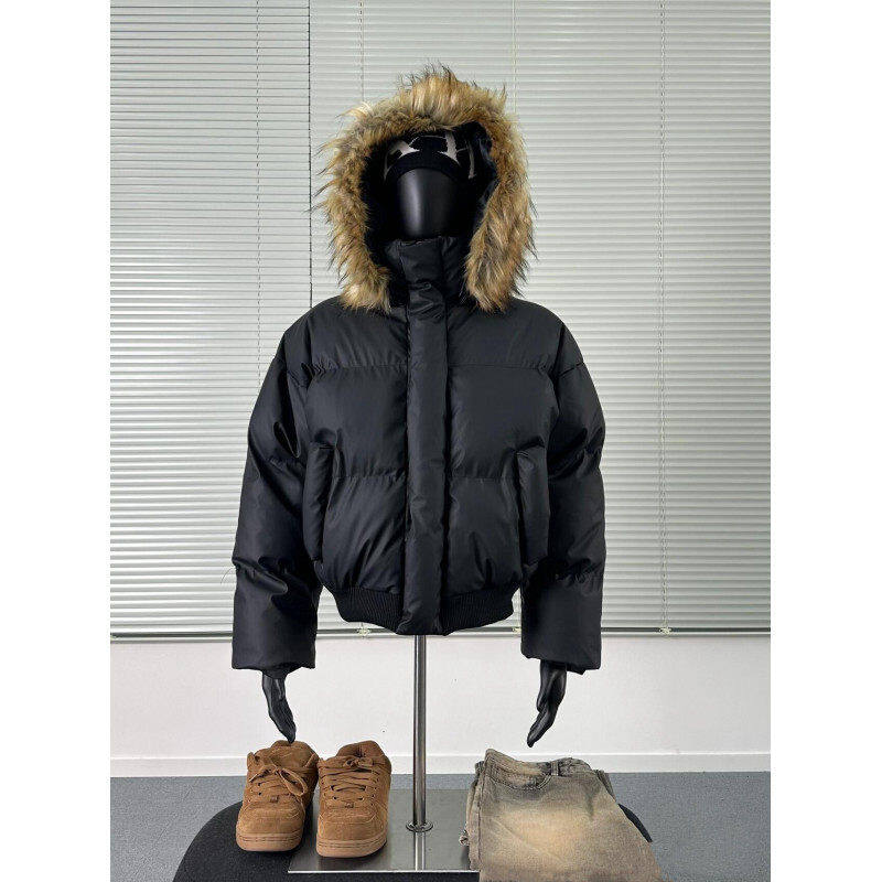 Removable hood fur collar PU leather cotton jacket men's winter short hooded jacket
