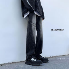 Autumn American insi high street hiphop heavy craftsmanship washed straight work jeans item number