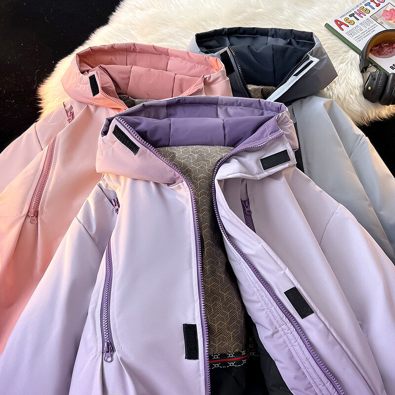 New winter graphene lining heating and warmth gradient thickened hooded cotton coat thickened jacket