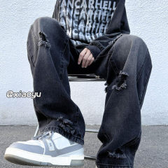 New Autumn Fake Hole Floor-Mopping Jeans Quality