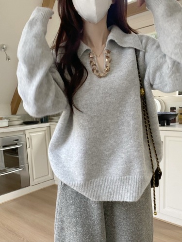 Design heavy knitted lapel sweater winter