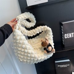 New style tofu bag with niche texture, fashionable one-shoulder hand carry, western-style Korean style bubble underarm plaid women's bag