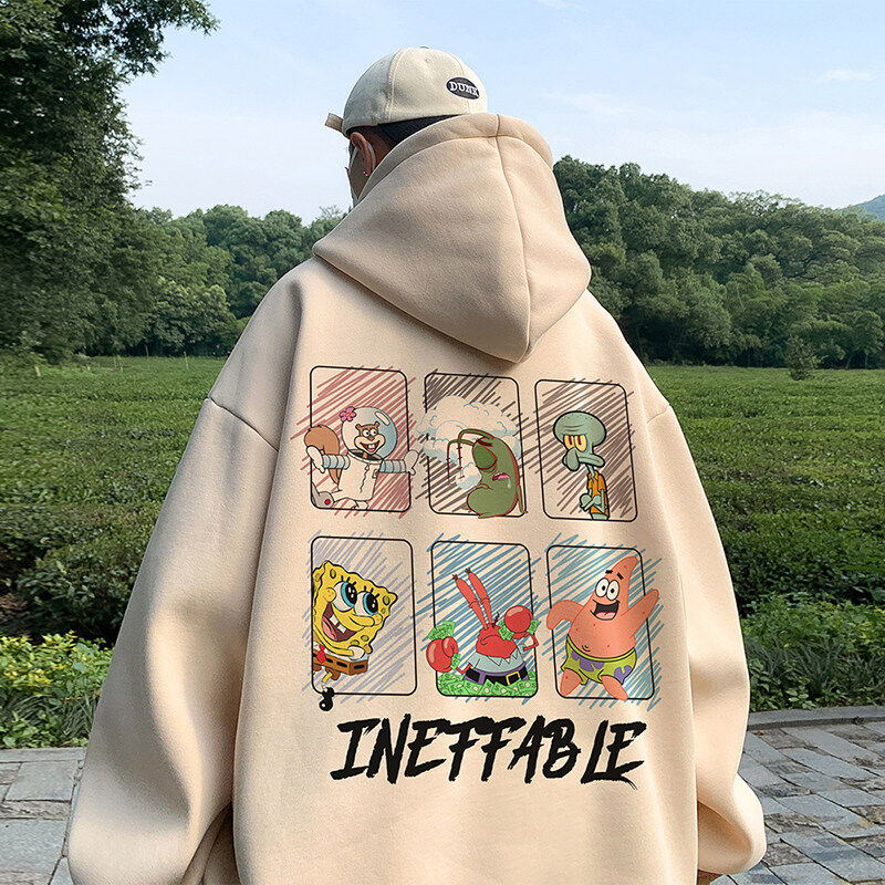 Live broadcast 360g heavyweight American trendy brand printed sweatshirt