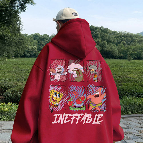 Live broadcast 360g heavyweight American trendy brand printed sweatshirt