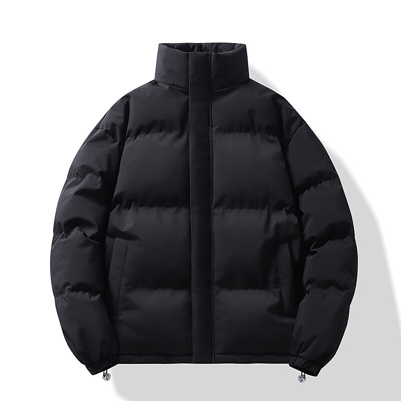 High quality solid color light plate basic stand collar cotton coat for couples