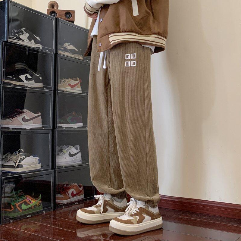 Autumn corduroy pants men's ankle-tie Korean style trendy versatile loose casual pants