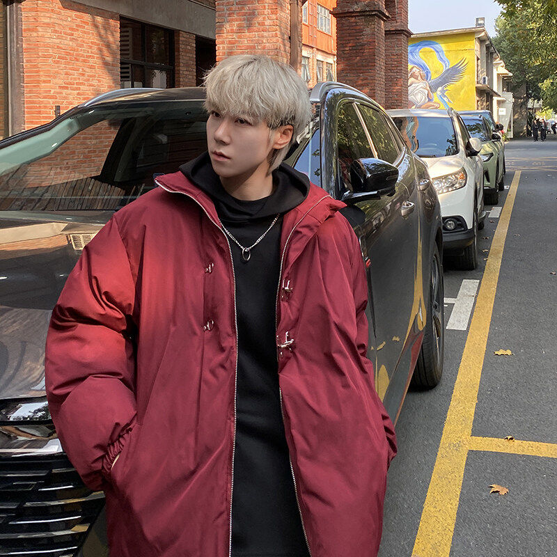 New winter style stand-up collar, front and rear pleated beef tendon cuffs, loose Hong Kong style couple's cotton coat