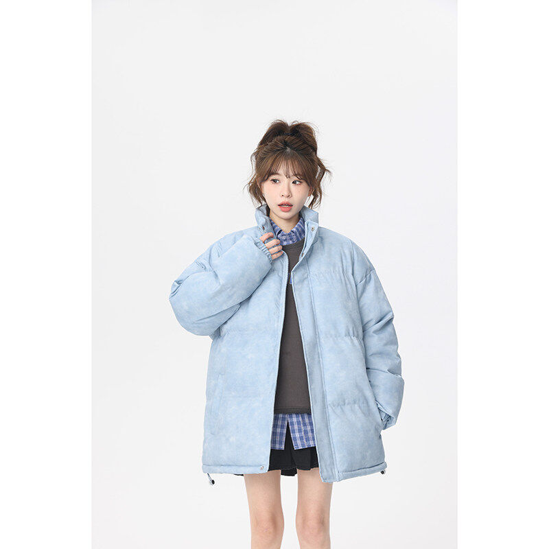Dirty style cotton coat Hong Kong style advanced sfumato print windproof thickened warm cotton jacket