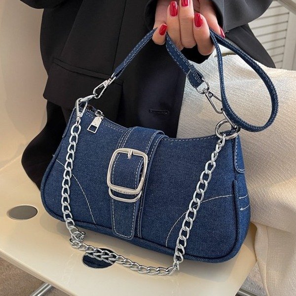High-end canvas small bag women's bag 2024 new niche summer fashion chain crossbody bag shoulder armpit bag