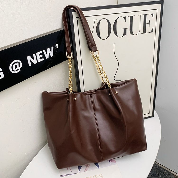 Bags for women 2024 new soft leather large-capacity tote bag niche high-end sense college student class portable shoulder bag