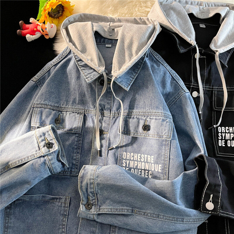 Blanket flat lay Hong Kong style large size denim ins jacket
