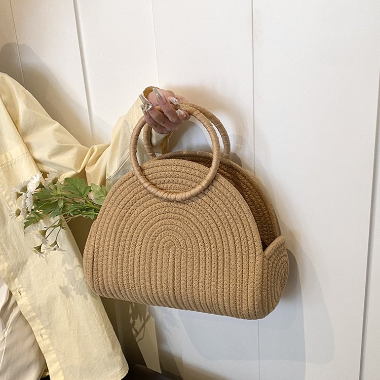 Seaside Vacation Beach Bag Women's 2024 Summer New Straw Bag Fashion Versatile Handbag Large Capacity Woven Bag
