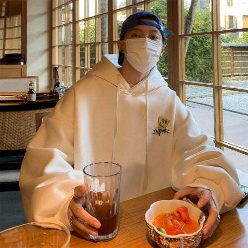 Live broadcast 360g heavyweight American trendy brand printed sweatshirt