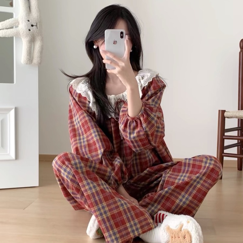 Internet celebrity ins style pajamas for women Korean version 2025 spring new home wear official