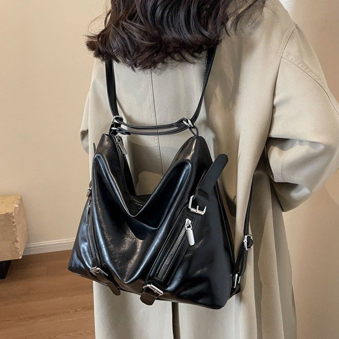 Tote bag women's new large-capacity commuter backpack retro versatile single shoulder can be worn cross-body high-end backpack