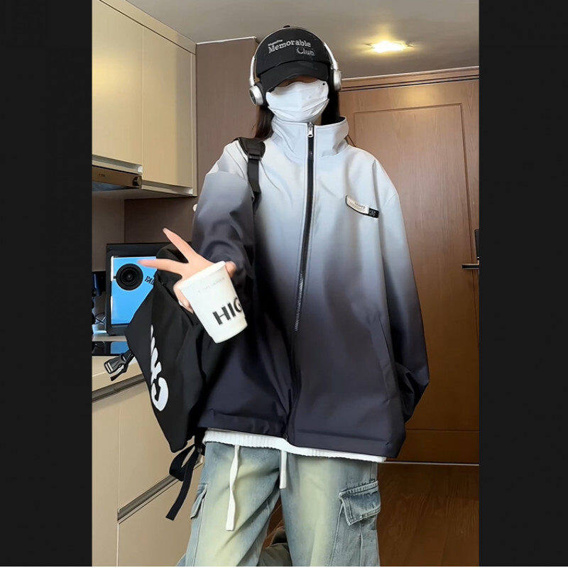 Autumn new gradient color reversible trendy design jacket for men