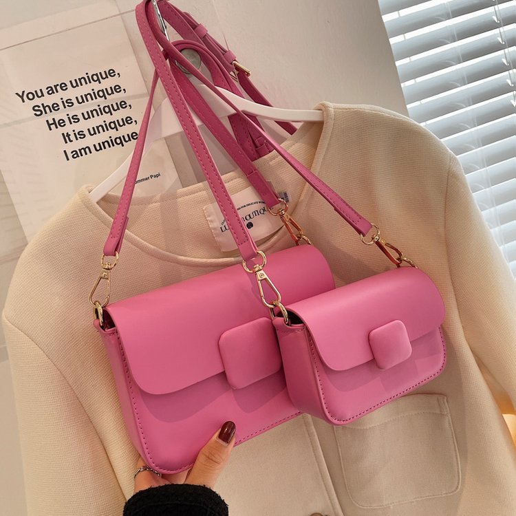 Simple summer square buckle solid color 2024 new fashion texture simple chain armpit single shoulder crossbody small square women's bag