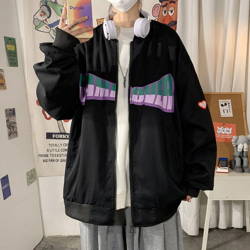 Autumn and winter fashion brand men's loose three-dimensional printed thin jacket