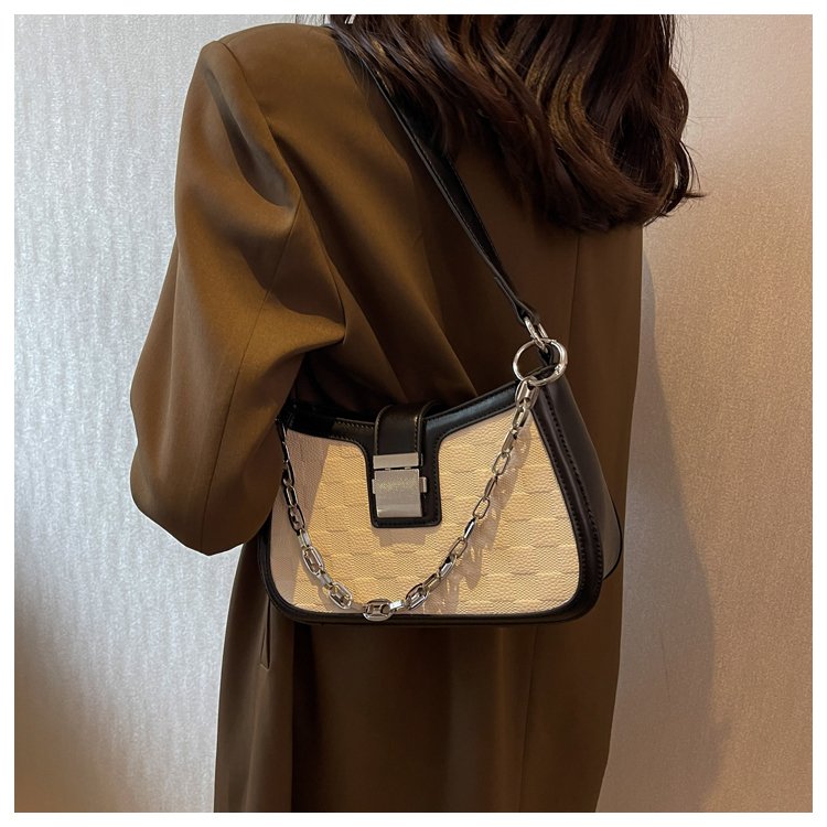 Simple textured shoulder bag, new fashion women's autumn chain bag, textured armpit bag