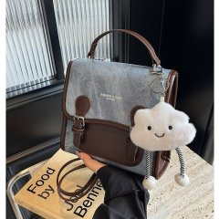 Retro Fashion Contrast Color Backpack Women's 2024 New Trendy Versatile Handbag Student Class Casual Women's Bag