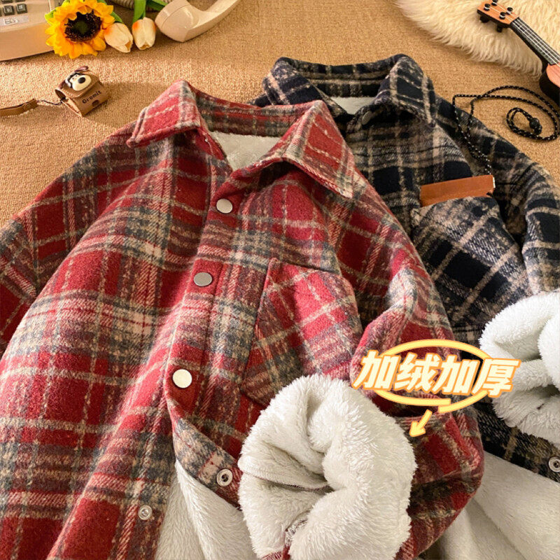 Winter new style Hong Kong style posing large size small fragrance style plus velvet lining