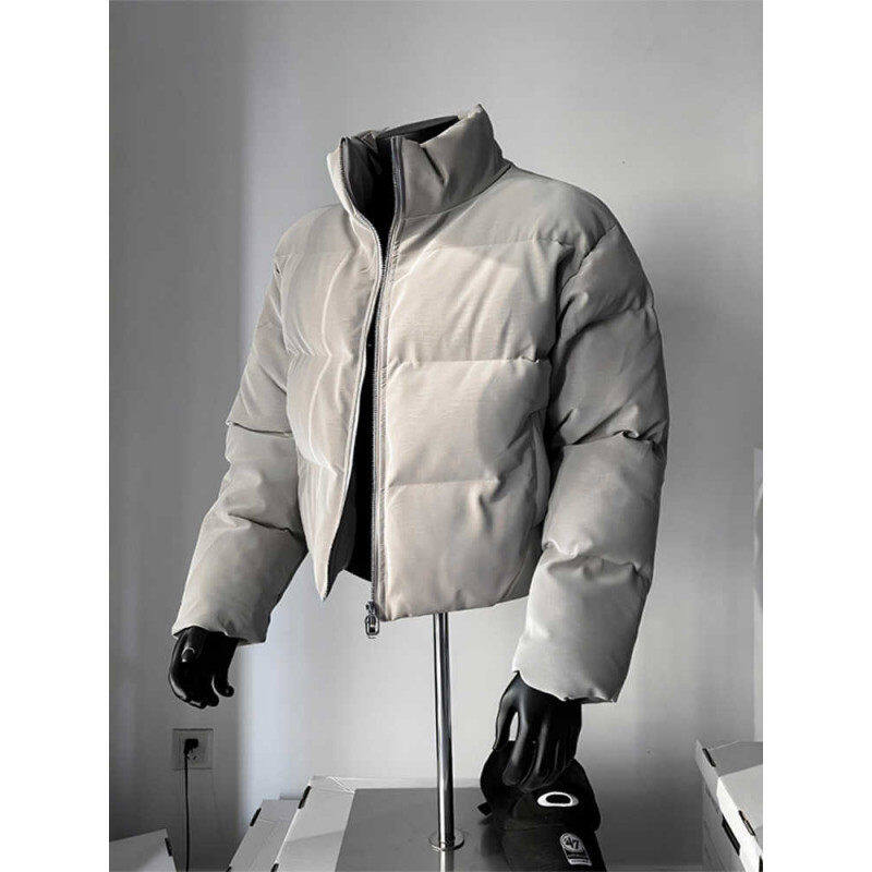 !  Square toe pointed toe double zipper short cleanfit stand collar cotton coat