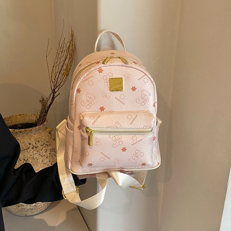 2024 New PU Backpack Fashion Trend Korean Fashion Printed Women's Bag Backpack Large Capacity Student