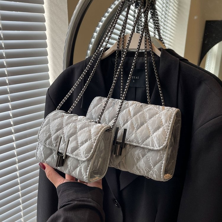 Fashionable velvet small bag for women 2024 new design niche crossbody bag rhombus chain commuter shoulder bag for women