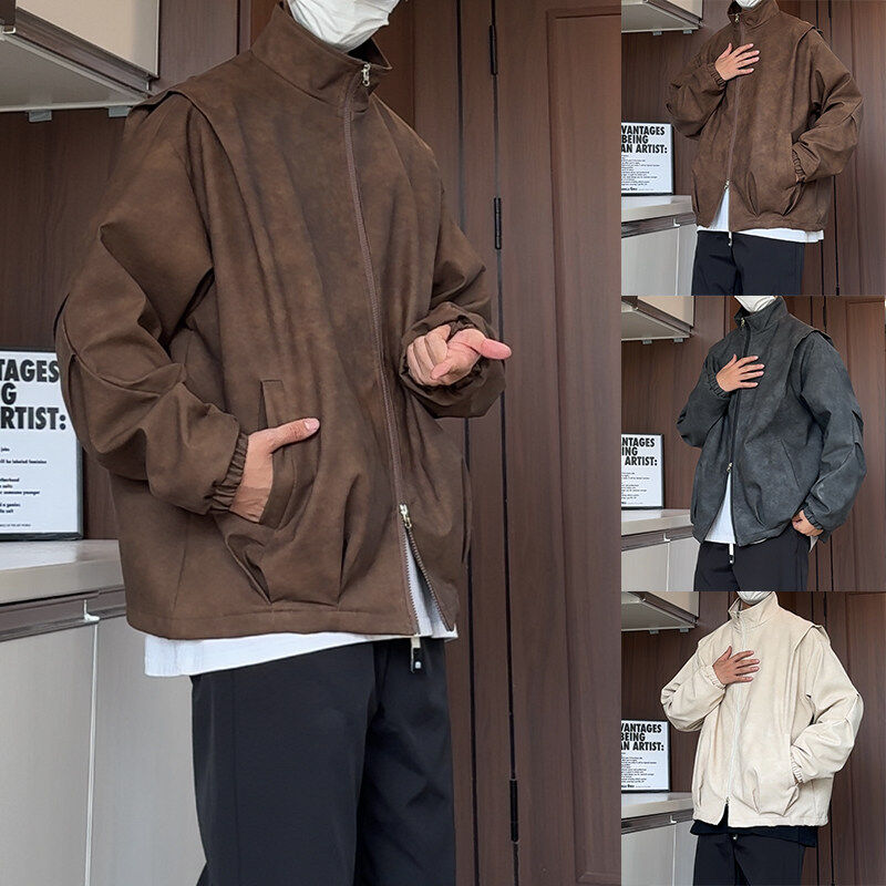 New loose functional style nubuck leather jacket men's casual versatile handsome top jacket