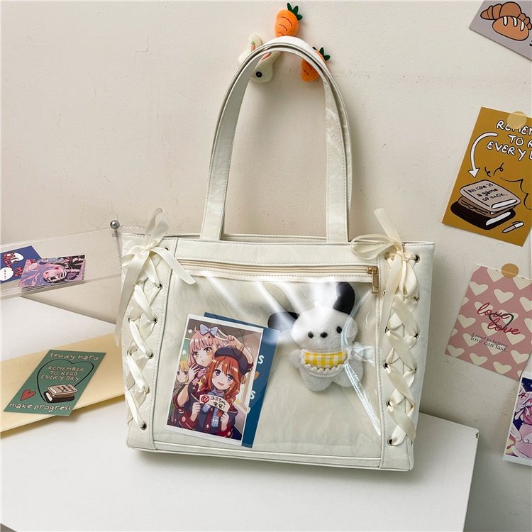 New Japanese ribbon pain bag large capacity ribbon pain bag bow transparent baby bag Japanese pain bag cross-border pain bag