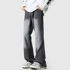 White washed jeans with straight leg and velvet style